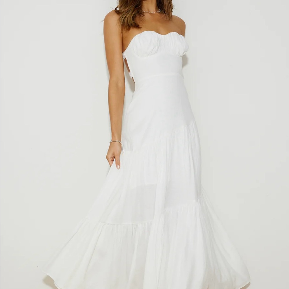 Hello Molly White Strapless Sundress